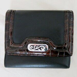 NWT $110 Brighton Eve’s Delight Leather Medium Wallet - Black & Brown Tri-Fold